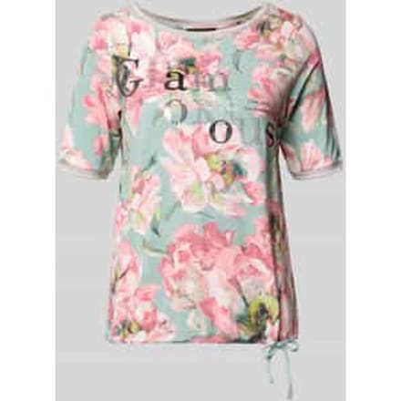 T-shirt van mix van viscose en elastaan met statementprint