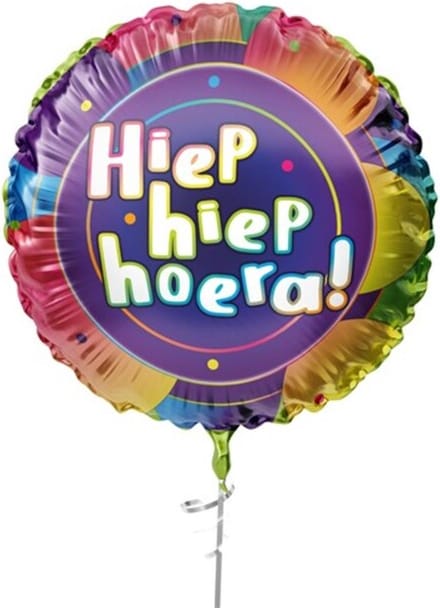 Folieballon Hiep Hiep Hoera - blauw