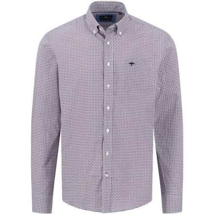 Fynch-Hatton Overhemd Graphic Allover Mini Waves Pattern Berry-Blue / male