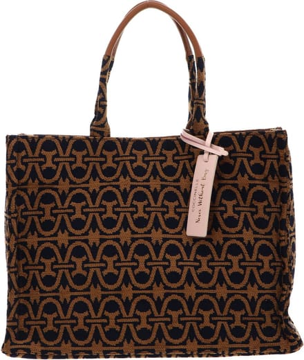 COCCINELLE Never Without Bag Winter Monogram Jacquard Shopper Multi Royal / Cuir Veelkleurig