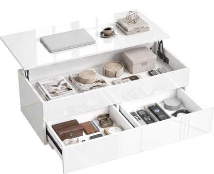 Homcom Salontafel-Spaanplaat-102L x 48B x 40-54,5H cm-Wit Hoogglans