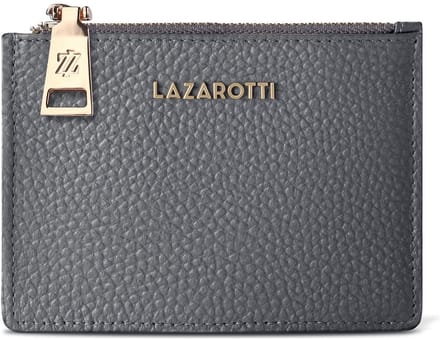 Lazarotti kaarthouder Bologna Leather Zip Etui 4 Card Slots Grey grijs