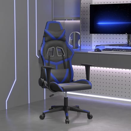 vidaXL - Massage - gamestoel - kunstleer - zwart - en - blauw