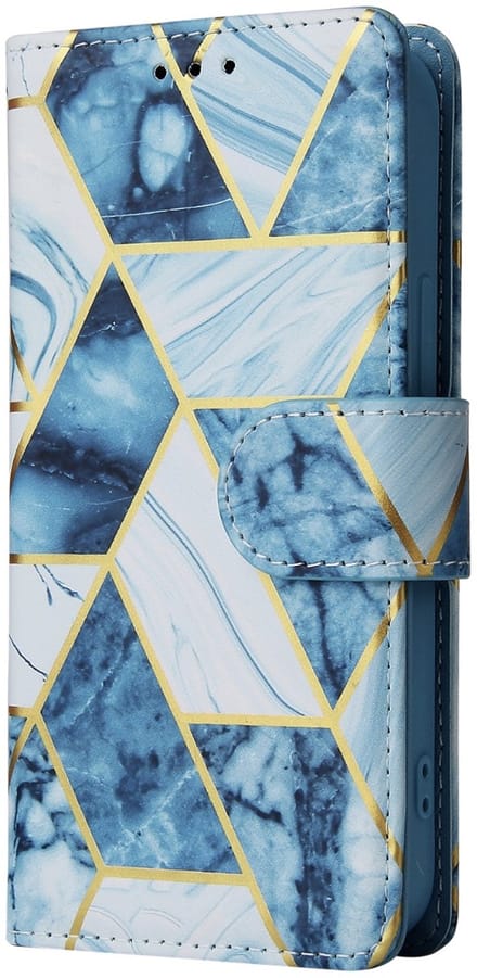 YPCd Bookcase geschikt voor Apple iPhone 15 Plus - Marmer Design - Portemonnee / Wallet Hoesje - Blauw / Goud