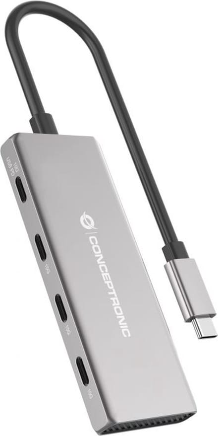 Conceptronic HUBBIES16G interface hub USB 3.2 Gen 2 (3.1 Gen 2) Type-C 10000 Mbit/s Grijs