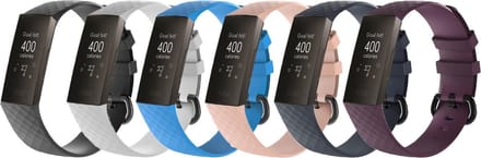 KELERINO. Siliconen bandje geschikt voor Fitbit Charge 3 / Charge 4 - 6-pack - Lente - Small
