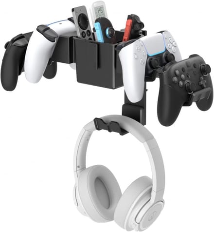 Controller Wandbeugel met Dubbele Houder voor Gamecontrollers en Headsets, Antislip Pads en Afneembare Ontwerp voor Gaming Accessoires
