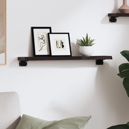 vidaXL - Wandschap - 60x10x2 - cm - behandeld - massief - eikenhout - donkerbruin