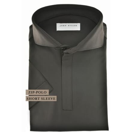 John Miller Polo Slim Plain Hyperstretch Short Sleeve Zip Collar Donker Groen / male