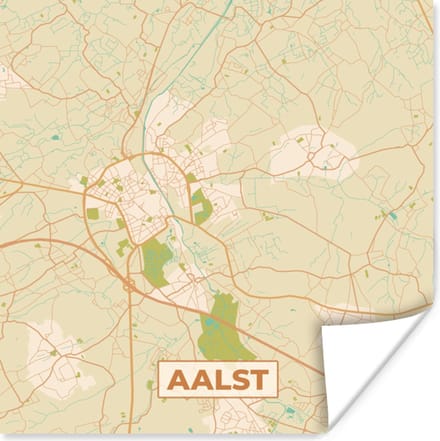 Poster Aalst - Stadskaart - Kaart - Plattegrond - Vintage - 75x75 cm