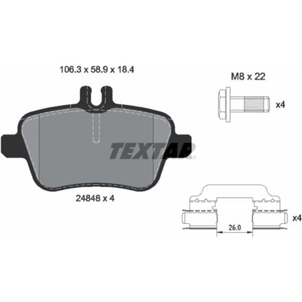 Remblokset TEXTAR 2484805, achter