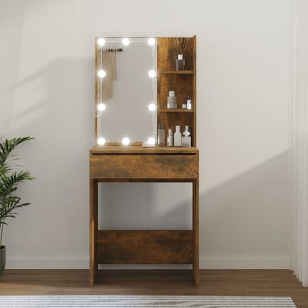 vidaXL - Kaptafel - met - LED-verlichting - 60x40x140 - cm - gerookt - eikenkleur