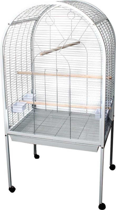 Papegaaienkooi Polly Wit – papegaaienkooi met open dak – papegaaienkooi op wielen – 77,5x60x155,5 cm – Flamingo papegaaienkooi