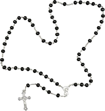 Fako Bijoux® - Rozenkrans Ketting - Sandelhout - Zwart