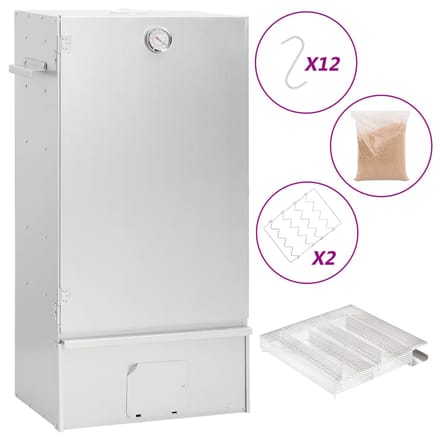 vidaXL - BBQ-rookoven - met - koude - rookgenerator - gegalvaniseerd - staal