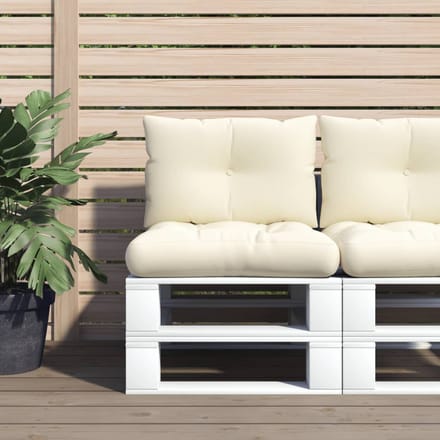 vidaXL - Palletkussens - 2 - st - stof - crèmekleurig