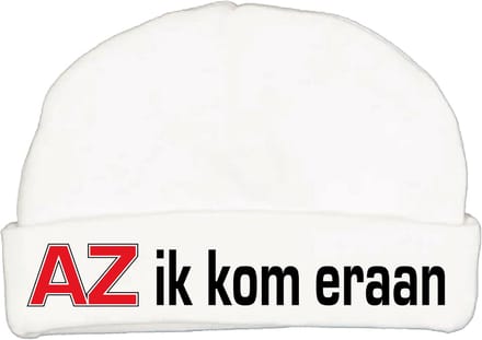 Babymutsje met tekst: AZ ik kom eraan