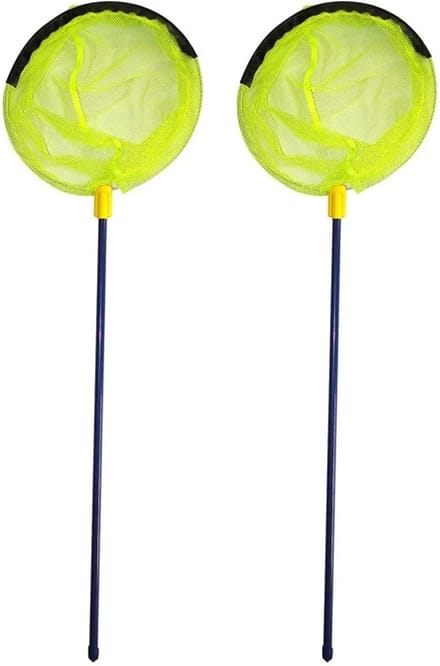 Gebro Visnet/schepnet - 2x - kunststof - geel - 90 x 30 cm