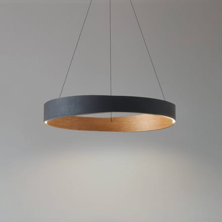 Lucande LED hanglamp Daelor, zwart/hout, CCT, dimbaar
