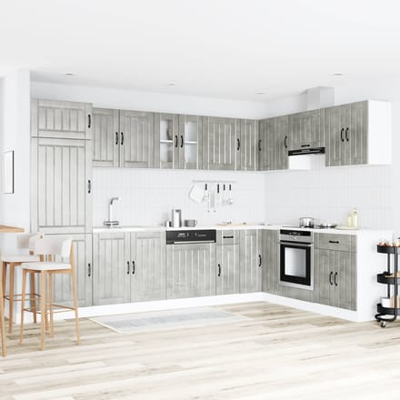 vidaXL - Waskompkast - Lucca - 2 - st - Beton - Grijs - Bewerkt - hout