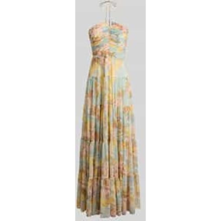 Halter avondjurk met all-over motief