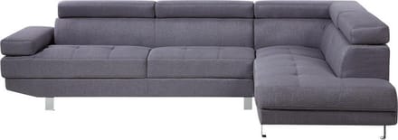 NORREA - Hoekbank - Grijs - Linkerzijde - 260 cm - Polyester