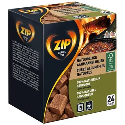 Zip Aanmaakblokjes 'natural' - 24 Stuks