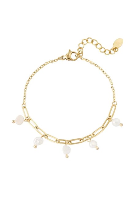 Schakelarmband met parels - goud
