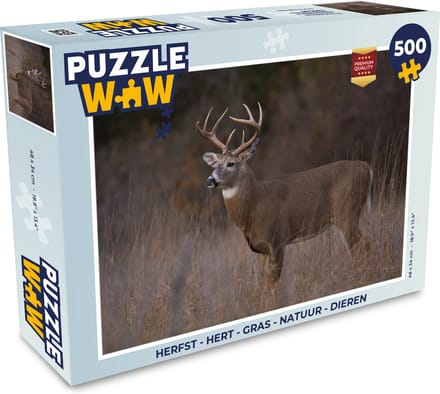 Puzzel Herfst - Hert - Gras - Natuur - Dieren - Legpuzzel - Puzzel 500 stukjes