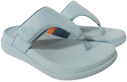 Fitflop Slipper F-Mode Go Adjustable Flatform Toe-Post Platino Bondi Blue