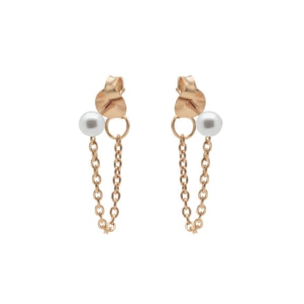 Karma Oorbellen Chain Single Pearl Rosé