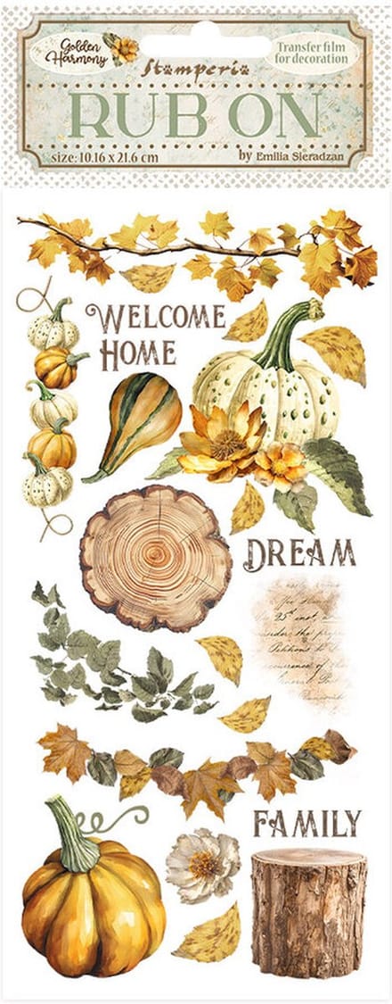 Stamperia - Golden Harmony Rub-On 4x8,5 Inch Pumpkins (DFLRB113)
