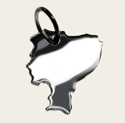 Zilveren Landkaart Ecuador ketting hanger
