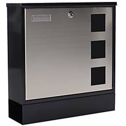 Rottner Brievenbus Design Zwart |38x37x12cm|Met krantenrol|