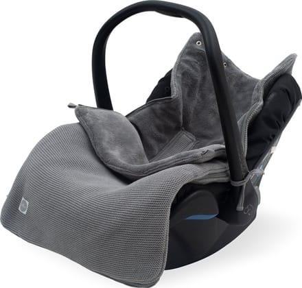 Jollein Voetenzak groep 0+ 3/5 punts gordel Basic Knit Stone Grey