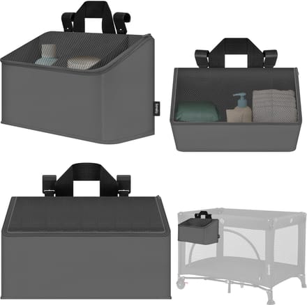 Lionelo Sidepocket Medium – Bedside Pocket Wiegorganizer 43×15×23 cm – 3 ritsvakken & handvat – Voor reisbed, co-sleeper & box – Verstevigd, multifunctioneel & afneembaar