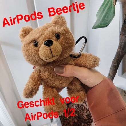 Smartphonica AirPods 1/2 teddybeer hoesje lichtbruin