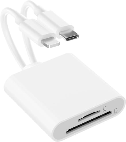 SD-kaartlezer - Lightning adapter - Foto's Overzetten - 2-in-1 functionaliteit - Compact formaat - Zwart