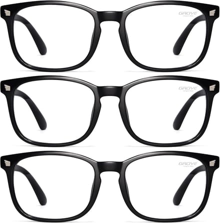 3-Pack Blauwlicht Blokkerende Brillen, Vierkant Model voor Computer & Gaming