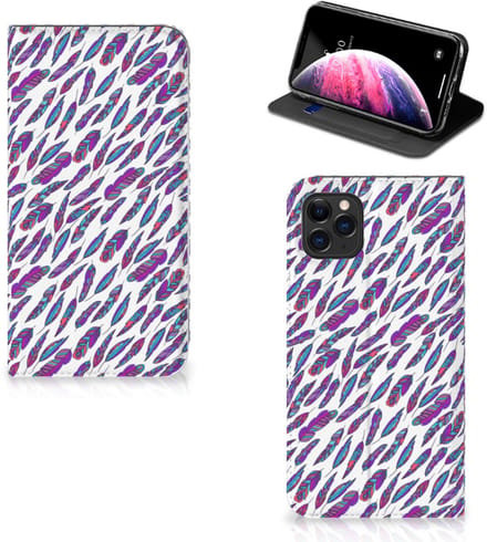 Book Case voor Apple iPhone 11 Pro Max Hoesje met Magneet Feathers Color