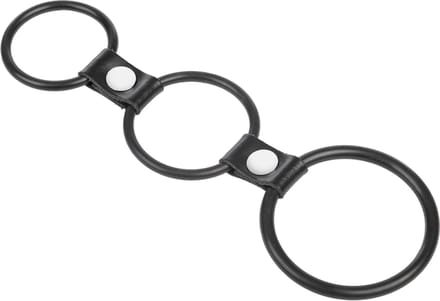 Rimba - Triple Cockring - Rubber en Leer - Zwart