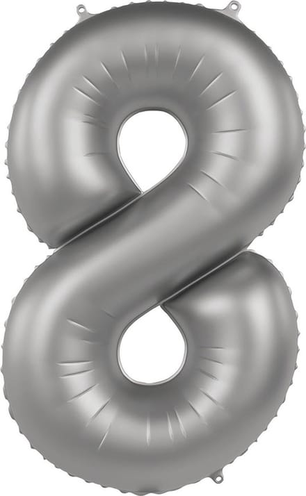 Folat - Folieballon Cijfer 8 Moonlight Silver - 86 cm