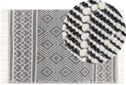 SAVUCA - Modern vloerkleed - Zwart - 160 x 230 cm - Wol