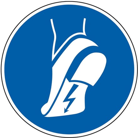 Antistatische schoen verplicht sticker - ISO 7010 - M032 100 mm