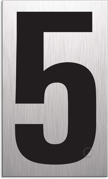 Huisnummer Zelfklevend 5 - RVS Look Aluminium - 100x60mm - Vingerafdrukbestendig