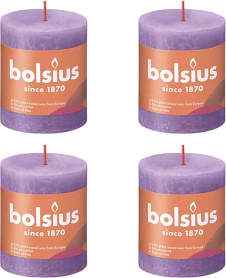 Bolsius Stompkaarsen Shine 4 st rustiek 80x68 mm levendig violet