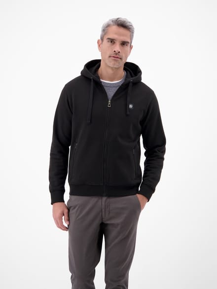 LERROS Sweatvest met capuchon , Maat: M , Kleur: BLACK , 50% katoen, 50% polyester