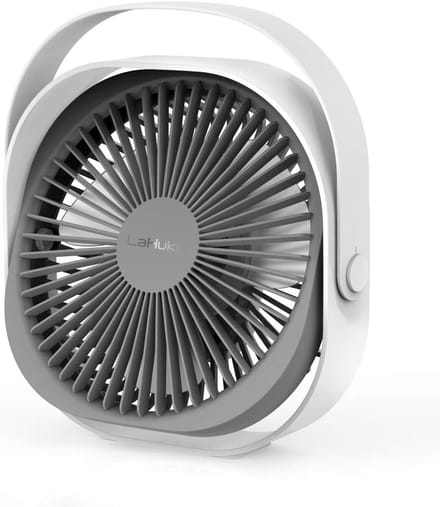 USB-ventilator, 220 mm tafelventilator, oplaadbare stille draagbare ventilator 360 ° verstelbaar 3 modi bureauventilator met handvat voor kantoorslaapkamerreizen