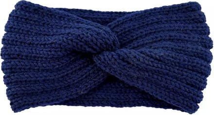 Gebreide Winter Dames Oorwarmers Haarband met Knoop - Navy