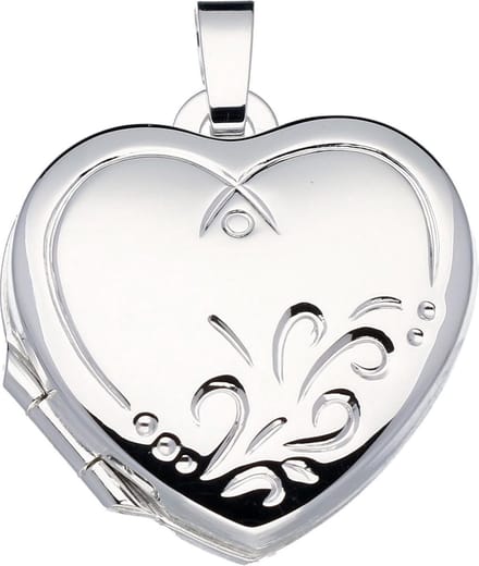Glow medaillon - zilver - 19 x 18 mm - hart - bewerkt